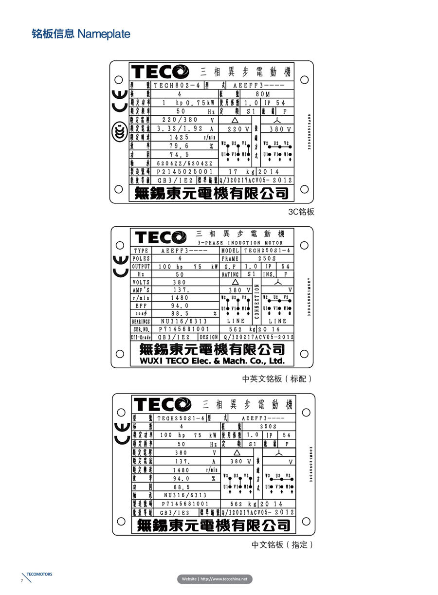 東元F系列标準電機